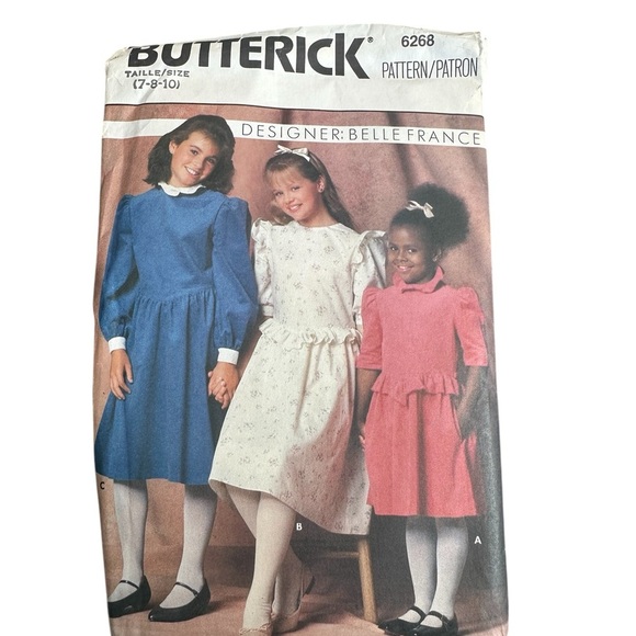 Butterick Belle France Vintage Uncut Pattern 6268 7 8 10 Girls Fancy Dress - Picture 1 of 2